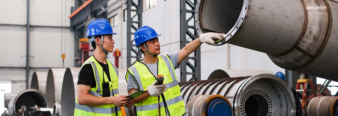 Two engineer talking and discussing for work